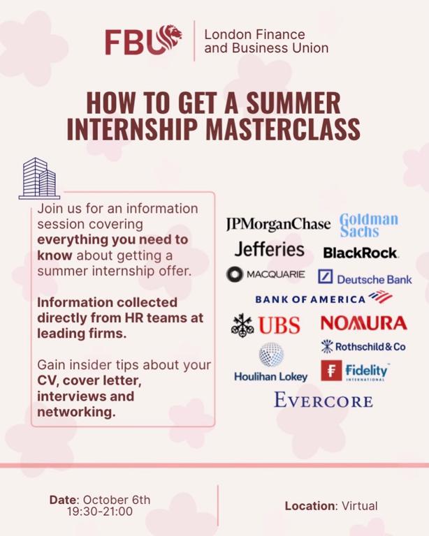 How to Get a Summer Internship Masterclass