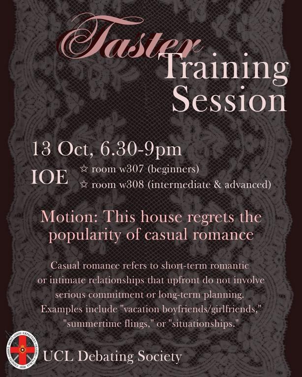 Taster Training Session: This House Regrets the Popularity of Casual Romance