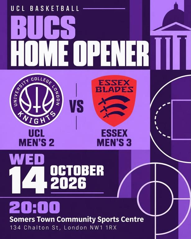 BUCS Home Opener: UCL Men’s 2 vs Essex Men’s 3