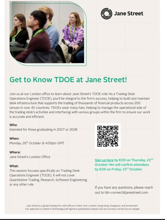 Trading Desk Operations Engineer Internship Information Session